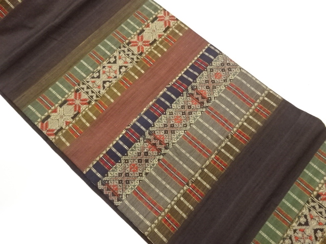 JAPANESE KIMONO / TSUMUGI HORIZONTAL ROW / STRIPES / GEOMETRIC PATTERN